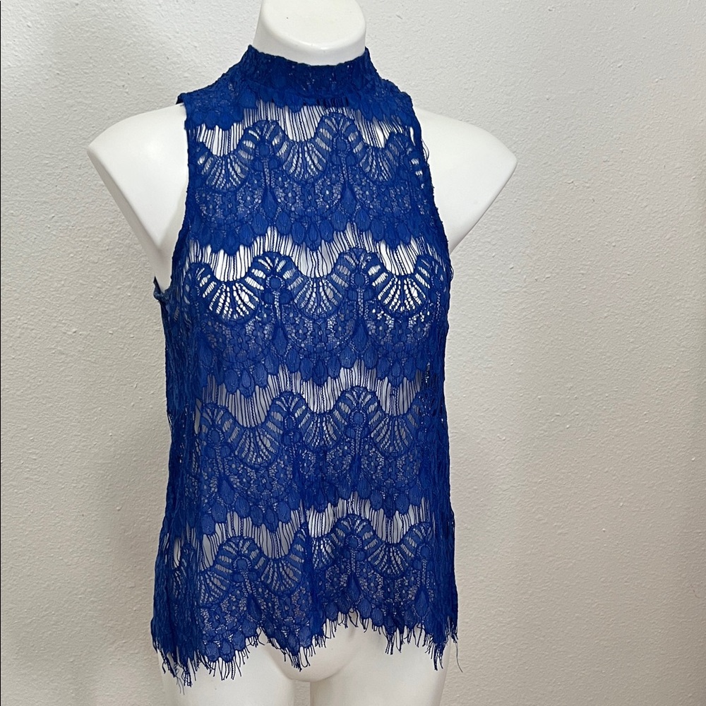 INNY Blue Lace Open Back Tank Top Sz M